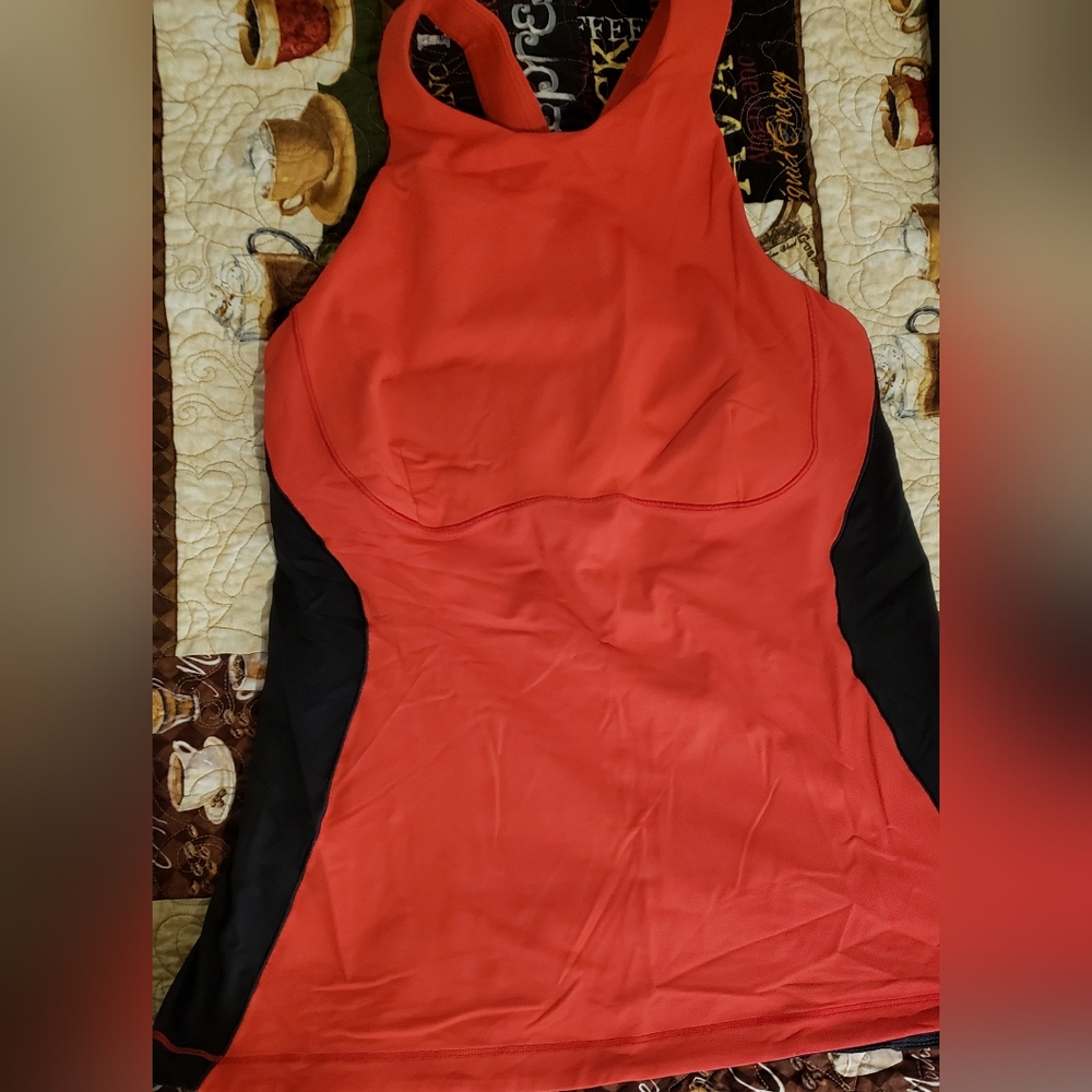 Lululemon Red and Black Athletic Tank Top